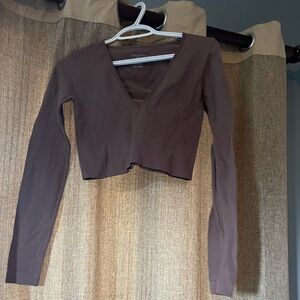 Purple long sleeve garage crop top